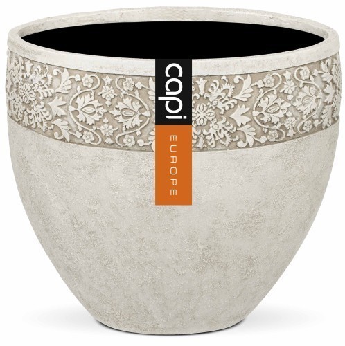 OFI711 PLANTER ROUND DECO RIM I 29X25 IVORY