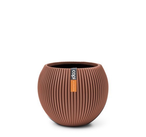 BGVMR109 VASE BOULE GROOVE 13X10 ROUGE MERLOT