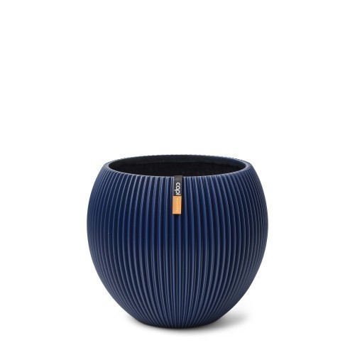 BGVDB102 VASE BOULE GROOVE 18X15 BLEU FONCÉ