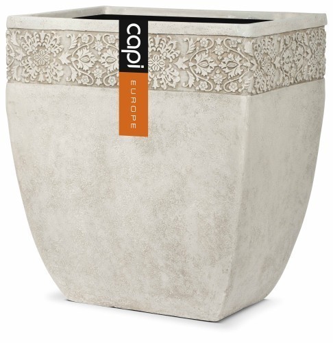 OFI553 PLANTER TAPER DECO RIM III 39X28X43 IVORY